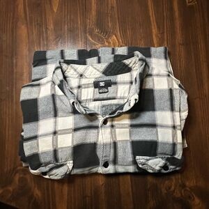 DC Men's Casual Black and White Checkered Shirt